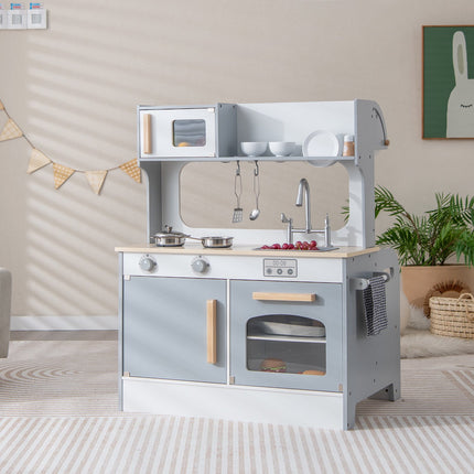 Kinder-Spielküche – doppelseitig, 2-Sitzer-Café, Grau