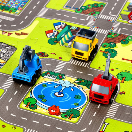 Puzzlematte für Kinder, Autos-Design, 9 Teile, 90x90cm