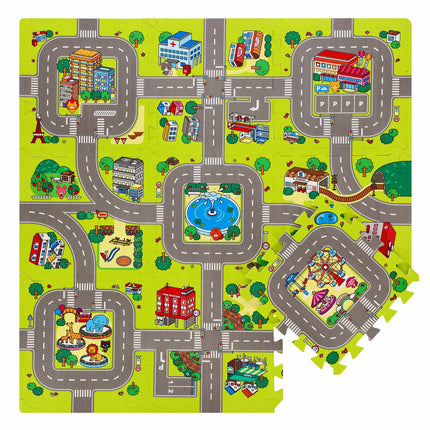 Puzzlematte für Kinder, Autos-Design, 9 Teile, 90x90cm