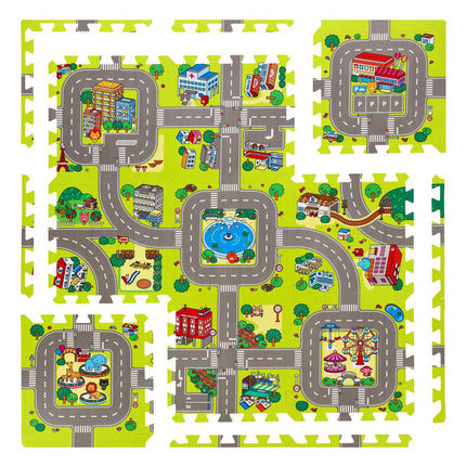 Puzzlematte für Kinder, Autos-Design, 9 Teile, 90x90cm