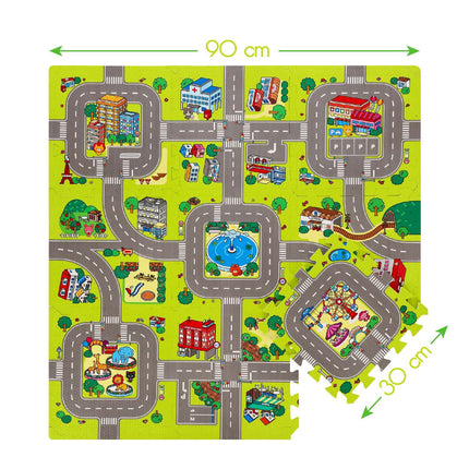 Puzzlematte für Kinder, Autos-Design, 9 Teile, 90x90cm