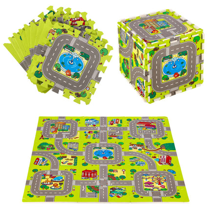 Puzzlematte für Kinder, Autos-Design, 9 Teile, 90x90cm
