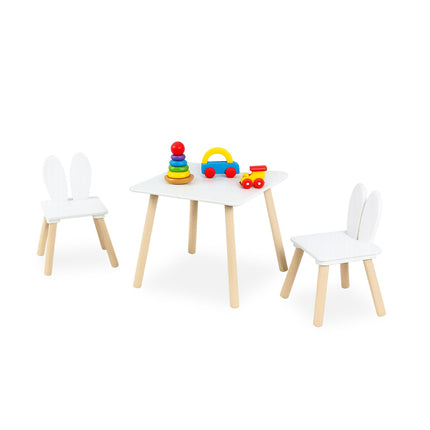 Kids' Rabbit Ear Table and Chair Set – MDF & Pine Wood
