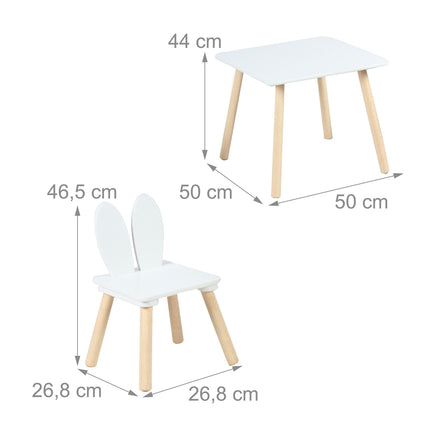 Kids' Rabbit Ear Table and Chair Set – MDF & Pine Wood