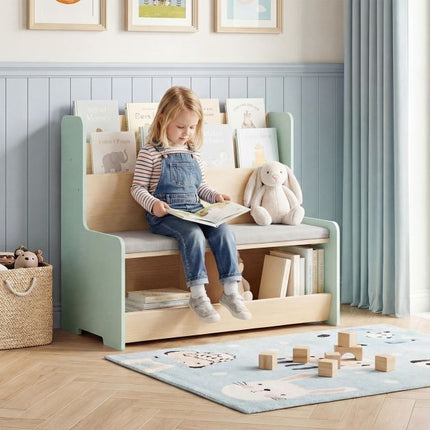 Kinder-Lesebank, Bücherregal und 2 Würfel-Aufbewahrung
