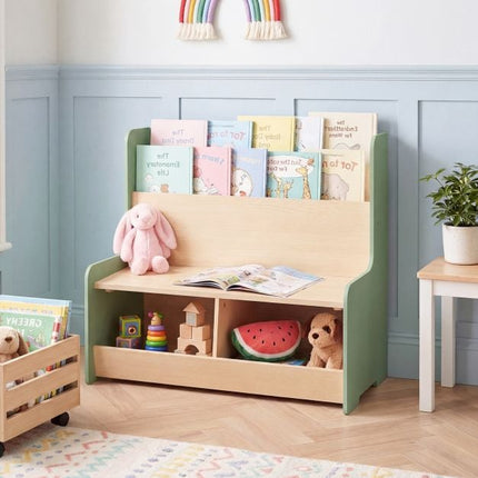 Kinder-Lesebank, Bücherregal und 2 Würfel-Aufbewahrung