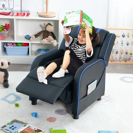 Kinderliegesessel mit Fußstütze, Seitentaschen, Blau