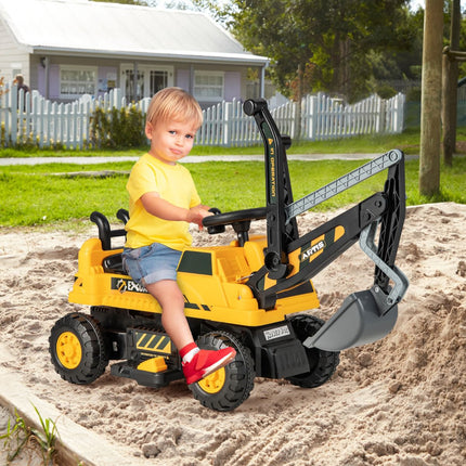 Kids Ride-On Excavator 6V, Rotating Seat, Music