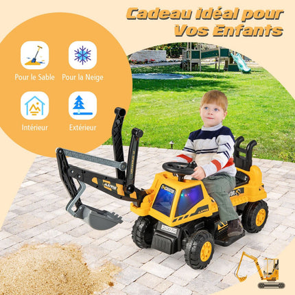 Kids Ride-On Excavator 6V, Rotating Seat, Music