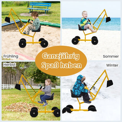 Kids Ride-On Excavator with 360 Rotating Seat, Yellow