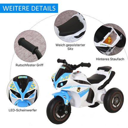 Kids Ride-On Motorcycle with Music & Lights, Blue, 18-36 Months