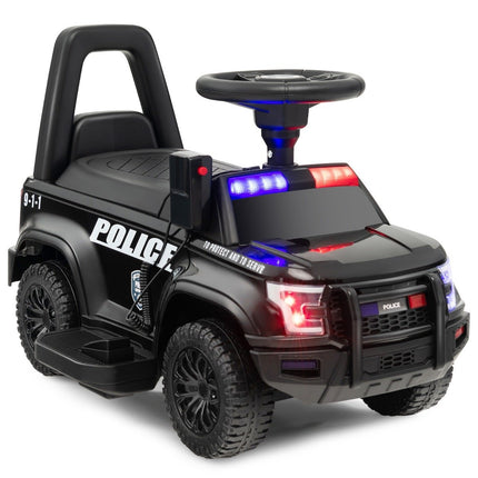 Kinder-Aufsitz-Polizeiauto mit Megafon, 6V Batterie, Schwarz
