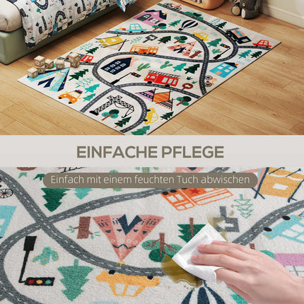Kids' Road Pattern Rug, Soft Fleece, Non-Slip, 160x120 cm