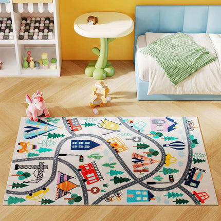 Kids' Road Pattern Rug, Soft Fleece, Non-Slip, 160x120 cm