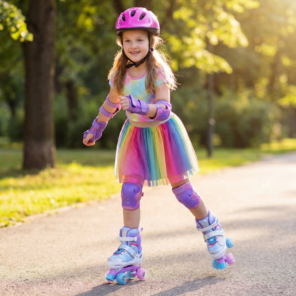 Kids Roller Skates, Adjustable, Light-Up Wheels, Ages 7-9, Blue