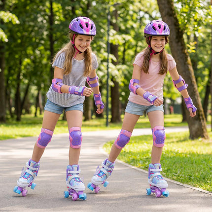 Kinder Rollschuhe, verstellbar, Räder mit Leuchtfunktion, 9-14 Jahre, Blau