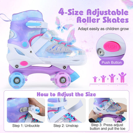 Kinder Rollschuhe, verstellbar, Räder mit Leuchtfunktion, 9-14 Jahre, Blau