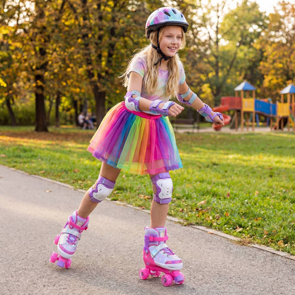 Kinder-Rollschuhe, verstellbar, Räder leuchten, Pink