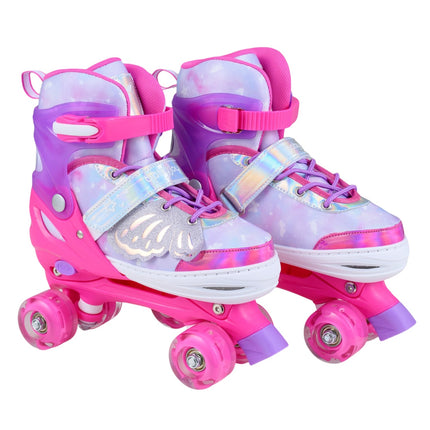 Kinder-Rollschuhe, verstellbar, Räder leuchten, Pink