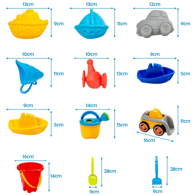 Sand- und Wassertisch für Kinder, 18-teiliges Set, mit Ablassstopfen