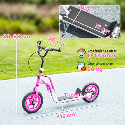 Kids Scooter, Adjustable Handlebar, Large Wheels, Pink