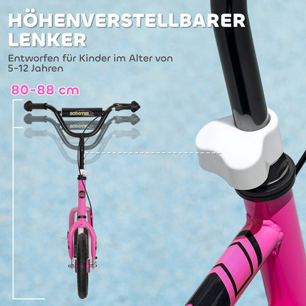 Kids Scooter, Adjustable Handlebar, Large Wheels, Pink
