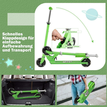 Kinderroller mit LED-Rädern, faltbar, höhenverstellbarer Lenker