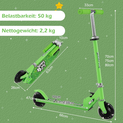 Kinderroller mit LED-Rädern, faltbar, höhenverstellbarer Lenker
