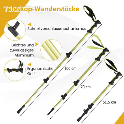 Kinder-Schneeschuh-Set mit verstellbaren Stöcken und Tasche, Gelb