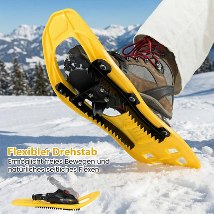 Kinder-Schneeschuh-Set mit verstellbaren Stöcken und Tasche, Gelb