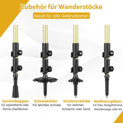 Kinder-Schneeschuh-Set mit verstellbaren Stöcken und Tasche, Gelb