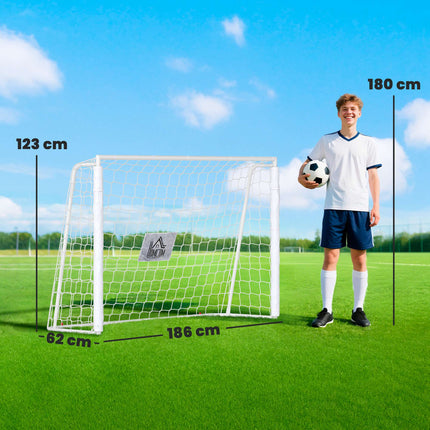 Kids Soccer Goal, Shock-Absorbing, 186x123cm, White