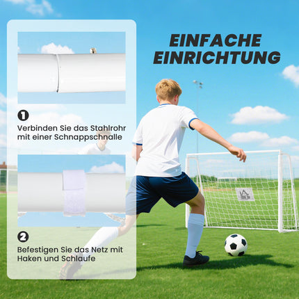 Kids Soccer Goal, Shock-Absorbing, 186x123cm, White
