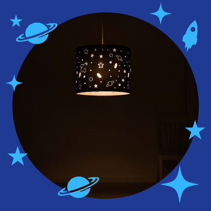 Kids' Space-Themed Hanging Lamp – Planets & Stars