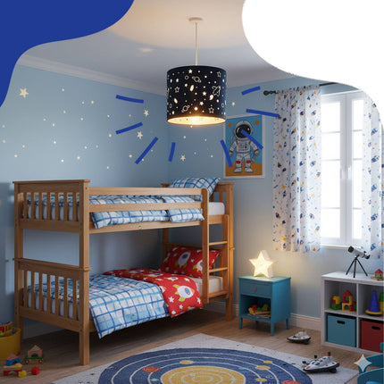 Kids' Space-Themed Hanging Lamp – Planets & Stars