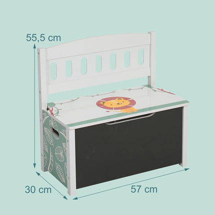 Kids' Storage Bench with Chalkboard and Lion Motif