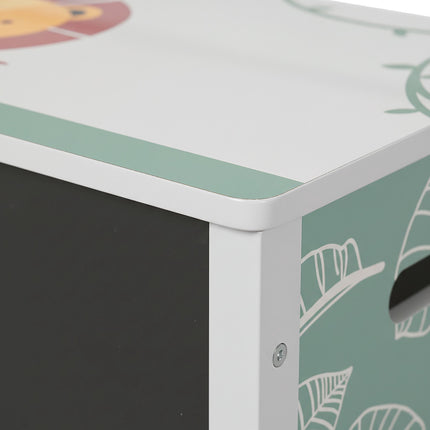 Kids' Storage Bench with Chalkboard and Lion Motif