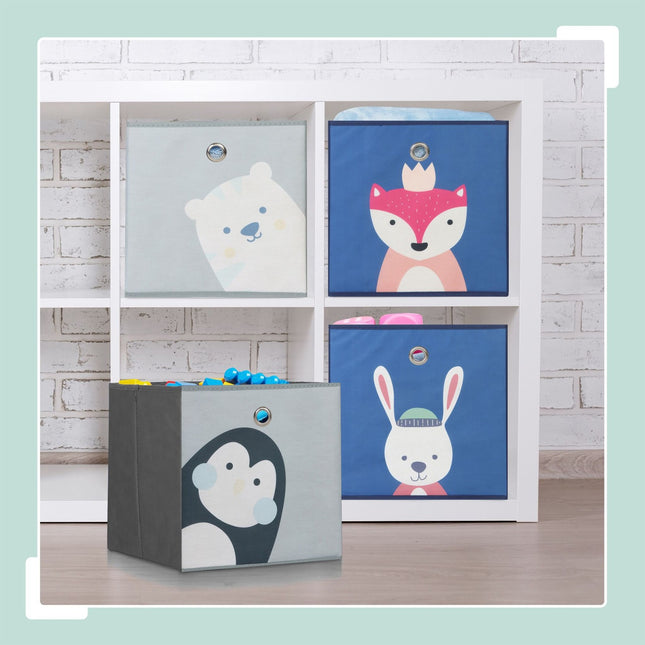 Kinder-Aufbewahrungsbox-Set, 4-teilig – faltbar, Tier-Designs