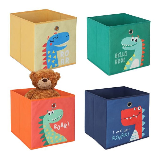 Kinder Aufbewahrungsbox 4er-Set – faltbar, Tiermotive