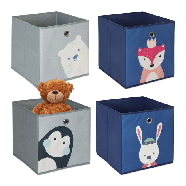 Kinder-Aufbewahrungsbox-Set, 4-teilig – faltbar, Tier-Designs