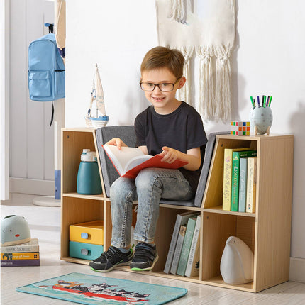 Kinderregal und -bank mit Kissen, 103 x 30 x 62 cm