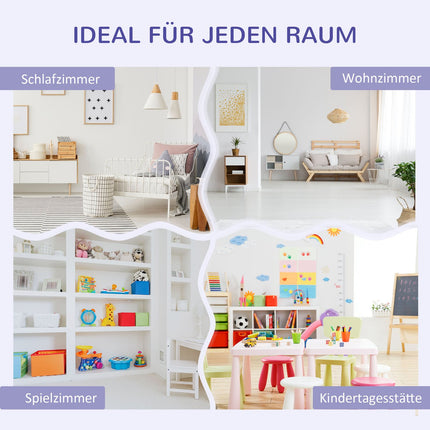 Kinderregal und -bank mit Kissen, Weiß/Grau