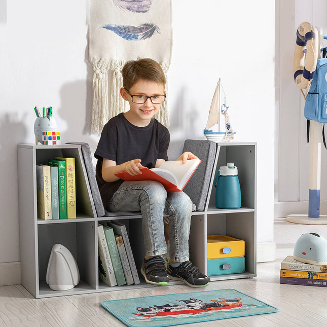 Kinderopbergplank en bankje met kussen, wit/grijs