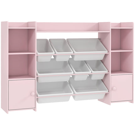 Kids Storage Shelf with 8 Removable Bins – Pink