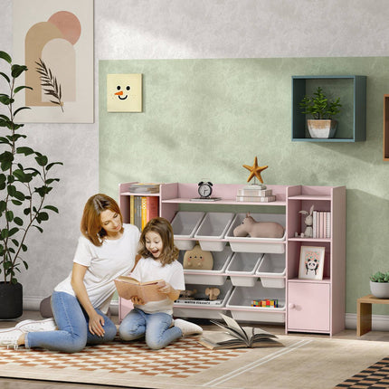 Kids Storage Shelf with 8 Removable Bins – Pink