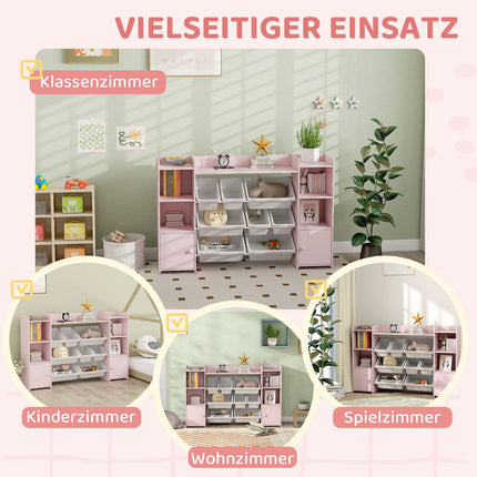 Kids Storage Shelf with 8 Removable Bins – Pink