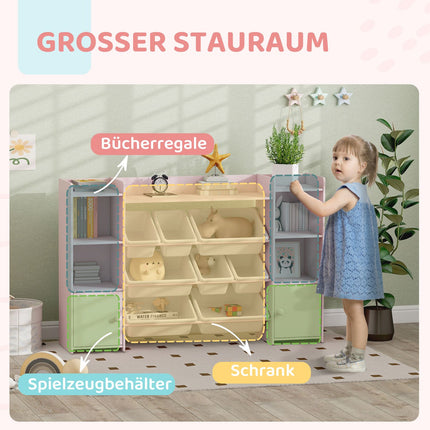 Kids Storage Shelf with 8 Removable Bins – Pink