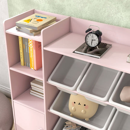 Kids Storage Shelf with 8 Removable Bins – Pink