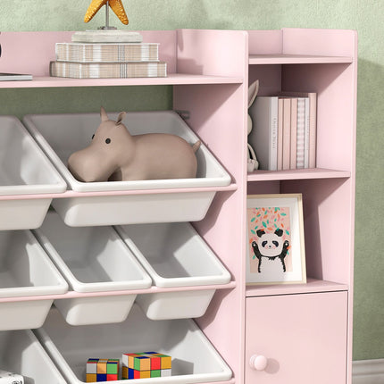 Kids Storage Shelf with 8 Removable Bins – Pink