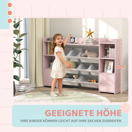 Kids Storage Shelf with 8 Removable Bins – Pink